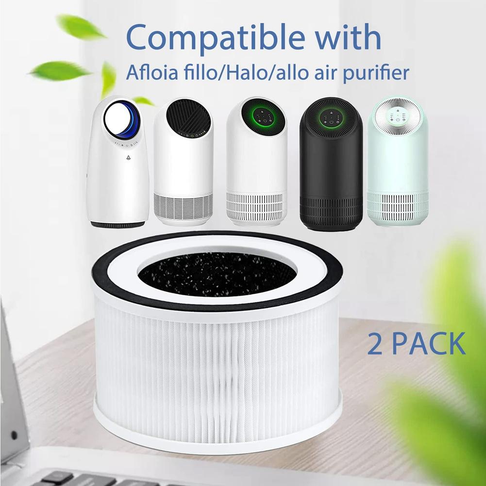 Replacement True HEPA Filters Compatible for Afloia Fillo/Halo/Allo Air Purifier 3-Stage Filtration, 2 Pack