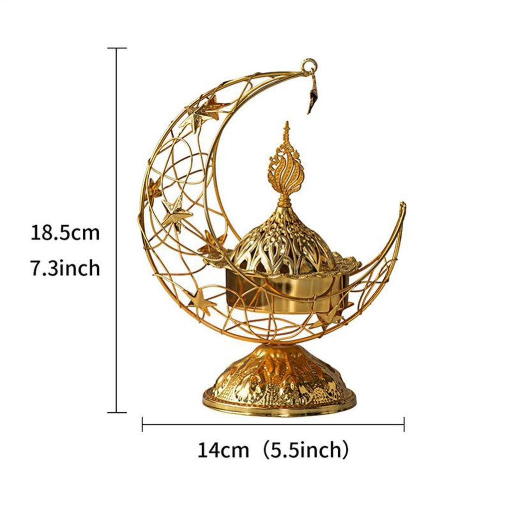 Arabic Incense Burner Holder Handheld Crescent Meditation Metal Decor Incense Cone Burner Ornaments Eid's Day Decoration