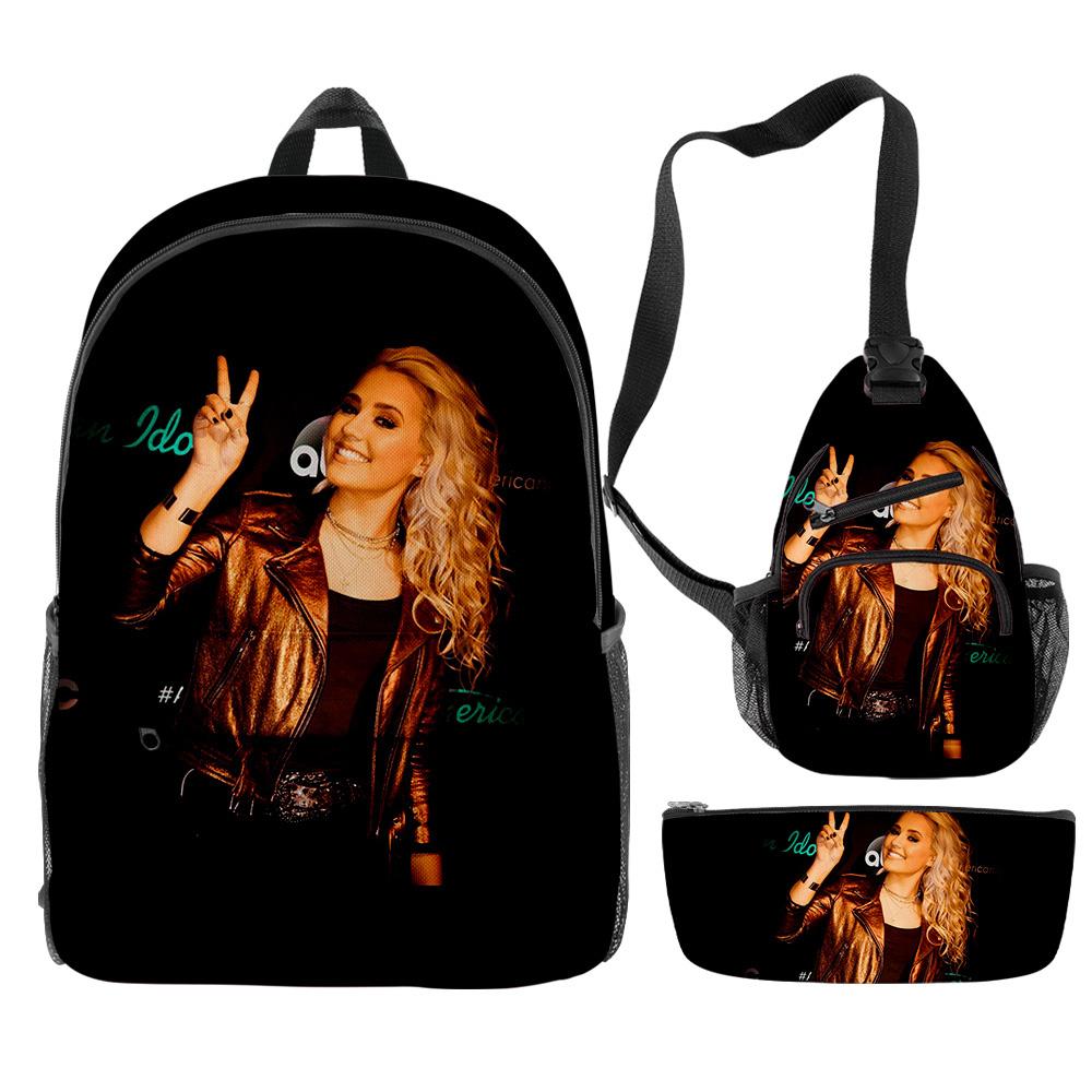 Classique Original Cool Drôle Gabby Barrett Impression 3D 3 pièces/Ensemble élève Sacs d'école Sac à dos pour ordinateur portable de voyage Sac de poitrine Trousse