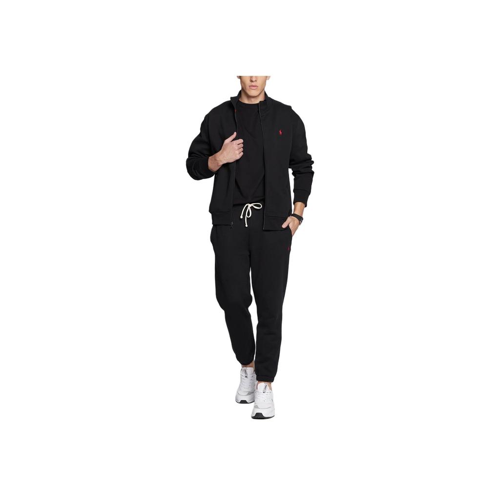 Polo Ralph Lauren Solid Color Logo Embroidered Stand Collar Zip Long Sleeve Jacket Men jackets Black 710881509-001