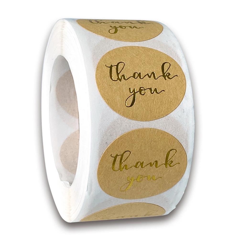 500pcs 1inch Kraft paper Thank You Stickers Seal Labels Small Business Supplies Handmade With Love Stickers Cute Stationery