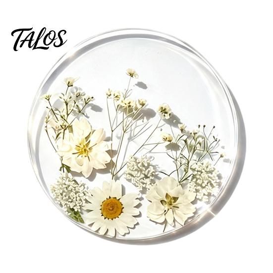 Kaffeebar-Essentials Blumendruck Acryl-Untersetzer, Rutschfeste Oberfläche Hitzebeständiger Schutz-Tassenuntersetzer, Wasserdichte Schreibtischmatte Transparent Rund