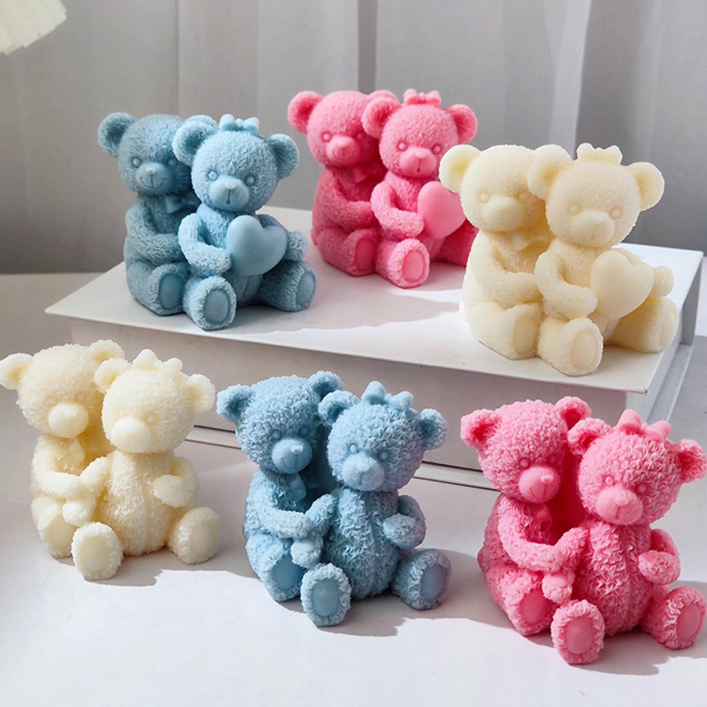 Epoxy Handmade Soap Mold Lovers Bear Decoration Candle Mold for DIY Decoration Making Soap Candle Melt Resin Clay