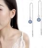 4 Styles Blue Crystals Devil 'S Eye Long Section Chain Geometric Circle Earrings 