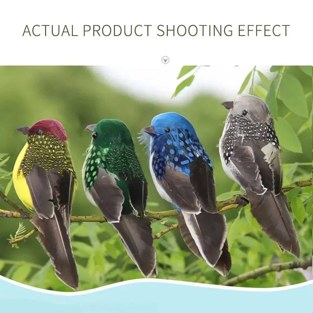For New 2Pcs Artificial Birds Lifelike Parrot Model Garden Lawn Yard Ornaments Landscape Fake Feather Birds Figurines Home Decor