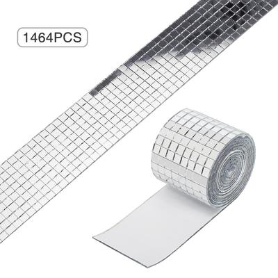 1464 Pcs Self-Adhesive Mini Square Glass Stickers Mirrors Mosaic Tiles Decorative Craft Stickers DIY Home KTV Decoration