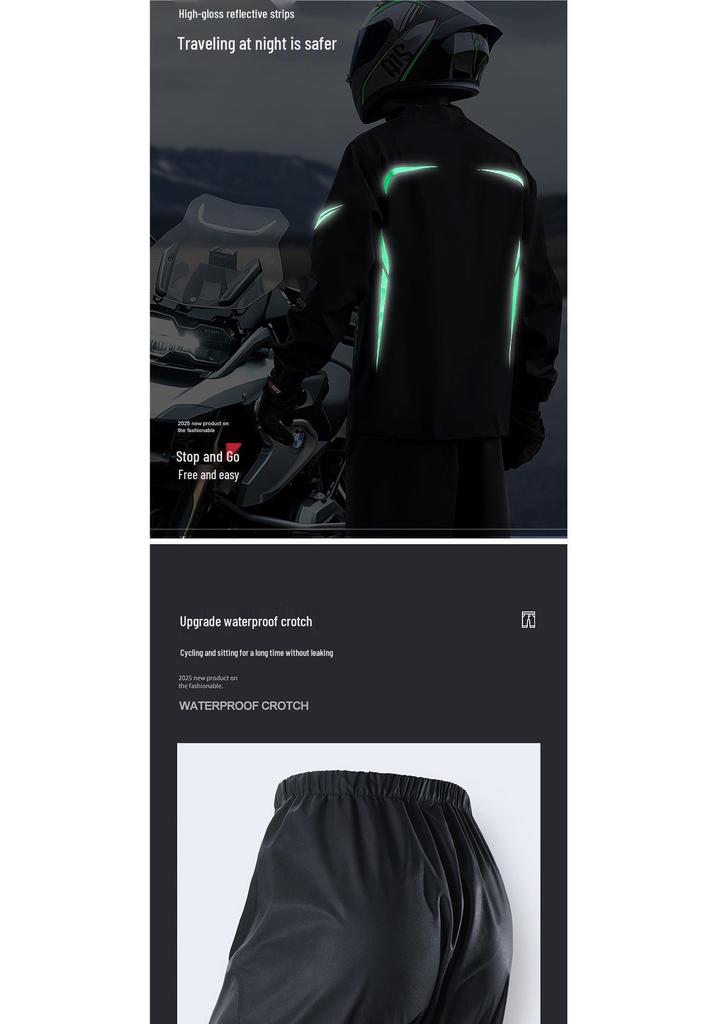 Reflective Split Raincoat and Pants Set for Men and Women - Full Body Rain Protection for Cycling and Electric Scooters