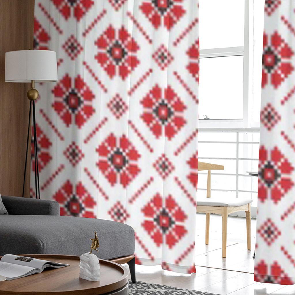 Ukrainian Ornament Sheer Curtains for Living Room Transparent Tulle Window Treatments Bedroom Kitchen Home Decor Veil Drapes
