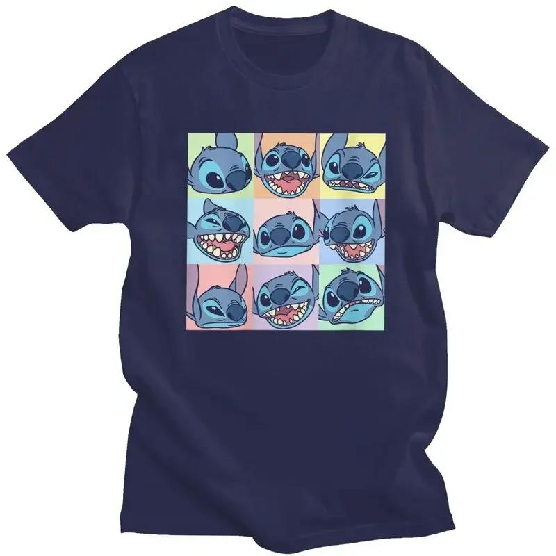 Stitch Face Collage T Shirt for Pure Cotton Tshirt Graphic Tee Short Sleeves T-shirts Loose Fit Clothing Gift Unisex