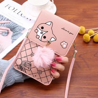 Fashion Wallet Handbag Cartoon Phone Bag Sling Pouch Touchable PU Leather