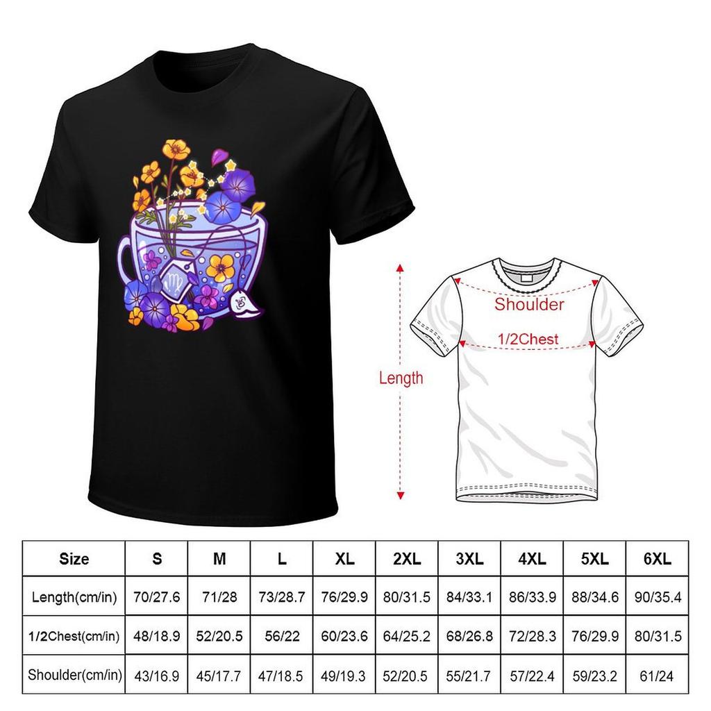 Virgo Zodiac Teacup T-Shirt Graphic Tee Shirt Blacks Anime Stuff Cheap Stuff Graphic T Shirts Men