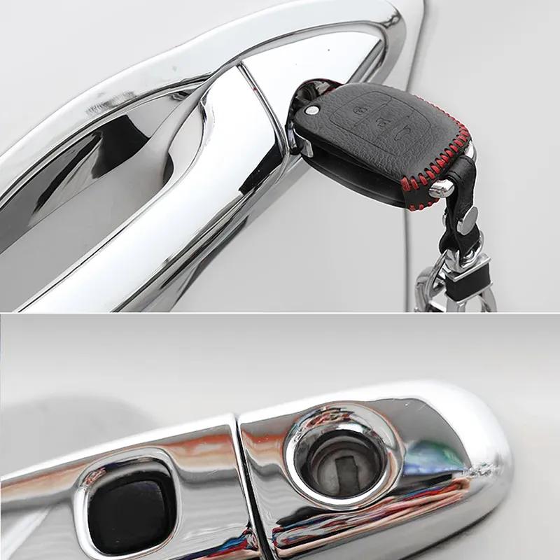 Car Chrome Door for Honda CR-V 3 CRV RE 2007~2011 Handle Cover Key Carbon Fiber Black Trim Catch Car Cap Stickers Accessories