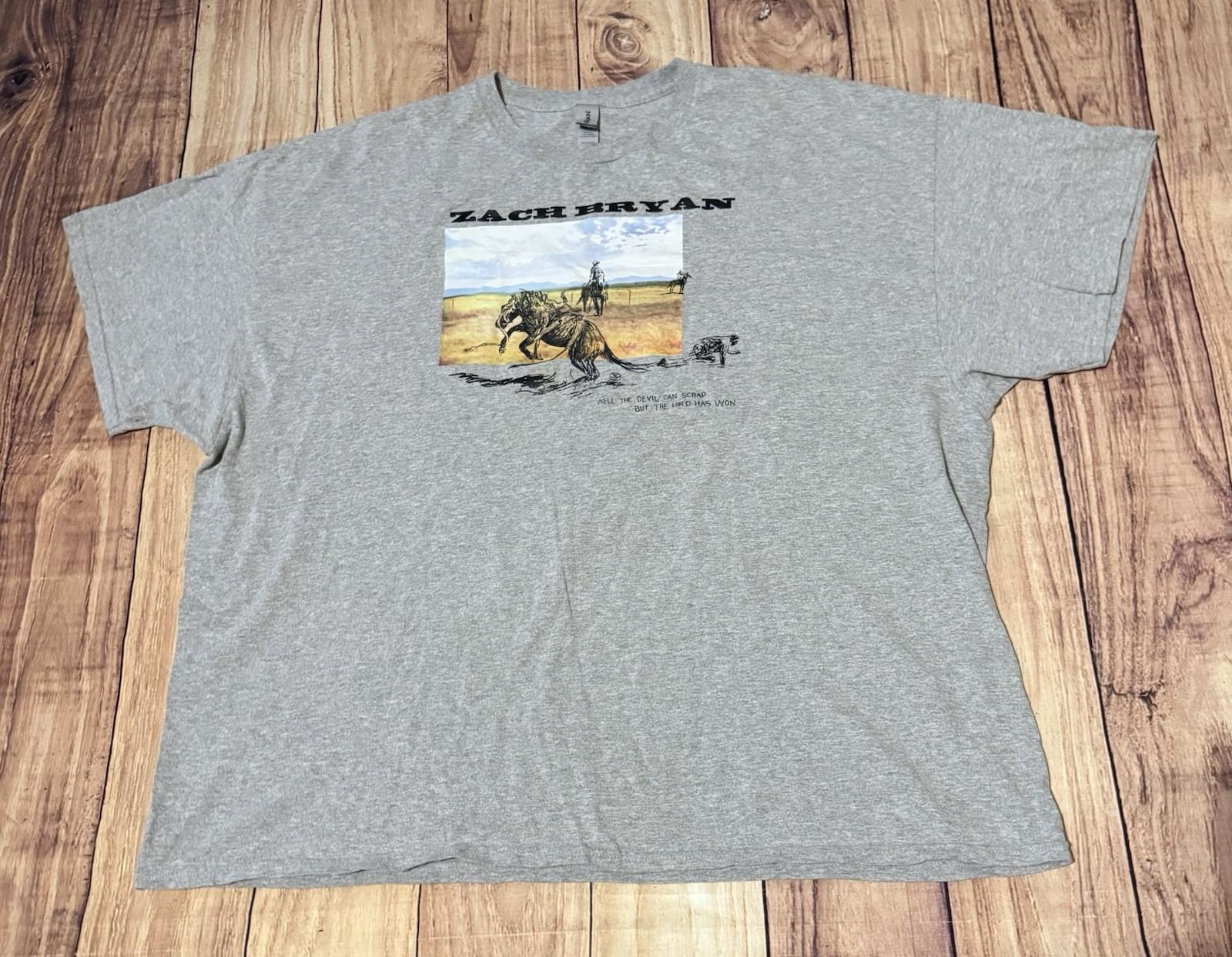 Zach Bryan Well The Devil Can Scrap Lord Has Won Gray T-Shirt Size 3XL XXXL Rare S