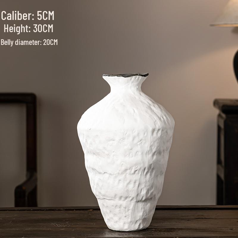 Handmade Retro Distressed Ceramic Vase - Large Coarse Pottery Jar for Flower Arrangements In Bed and Breakfast Hotel