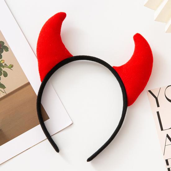 Diadema decorativa de cuerno de diablo de tela de felpa hecha a mano, diseño elástico ligero, aro para el cabello, accesorios para fiestas de cosplay y Halloween