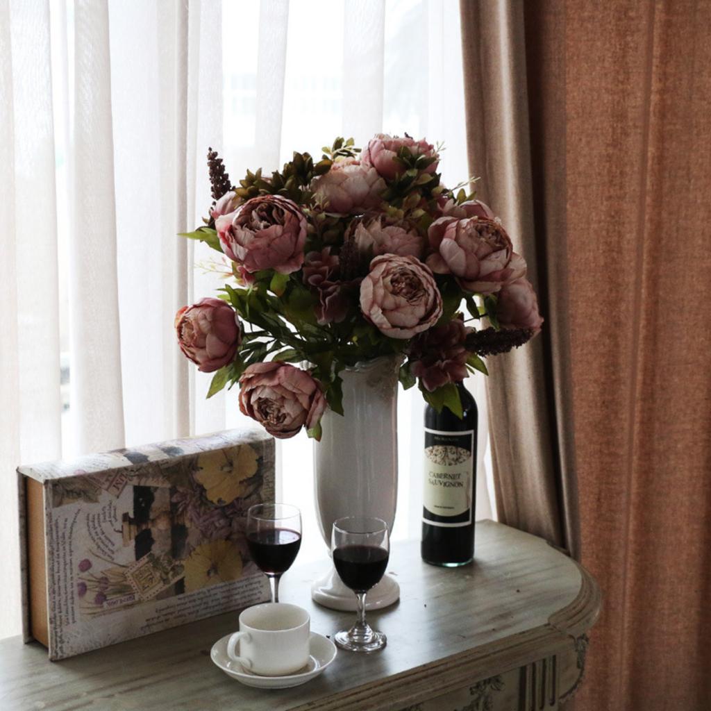 European Style Artificial Flowers Vintage Bouquet Peonies Flowers for Home Table Centerpieces Wedding Decoration
