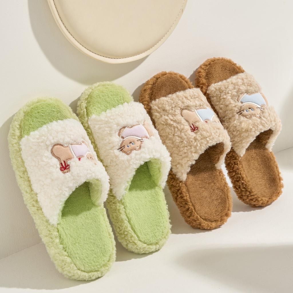Mao Mao slippers autumn and winter 2025 new indoor home thick bottom non-slip fashion high-end plush shoes