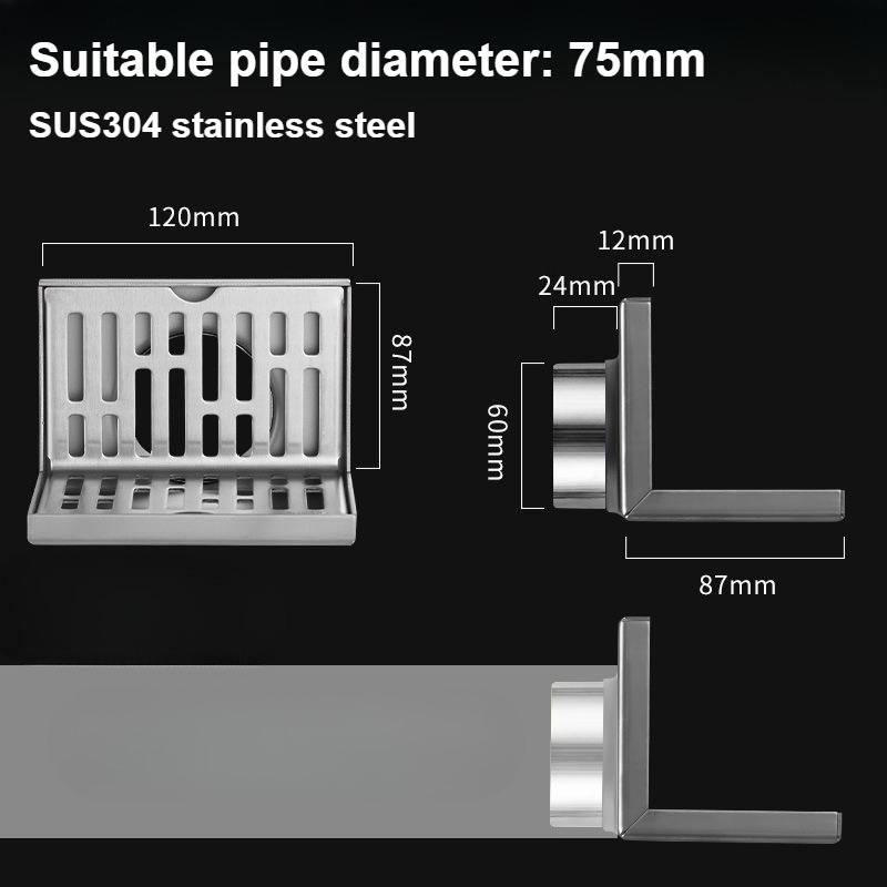 Outdoor balcony L-shaped floor drain 304
