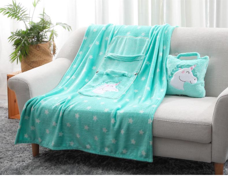 Customized Cartoon Pillow-Blanket: Portable for Car, Crib, or Dormitory Use