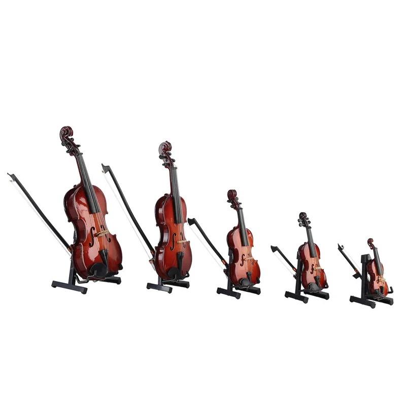 Ny spillbar liten fiolinfigur, verdens minste miniatyr musikkinstrument, dukkehustilbehør eller nøkkelringanheng gag-gaver