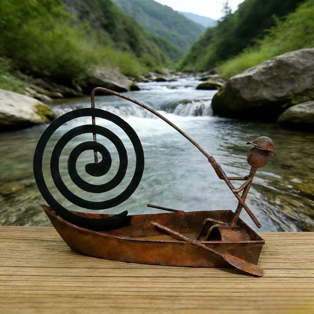 Segelboot-Spulenhalter im Vintage-Stil Spulenablage Stabile Basis Metall-Spulenständer Rustikales Eisen Segel-Blumentopf Wohnzimmer
