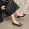 Fashion New Luxury Pumps Shoes for Women Heeled Woman Medium Heel Stiletto Heels High Sandal Party Office Elegant Brown Small Heel Sexy