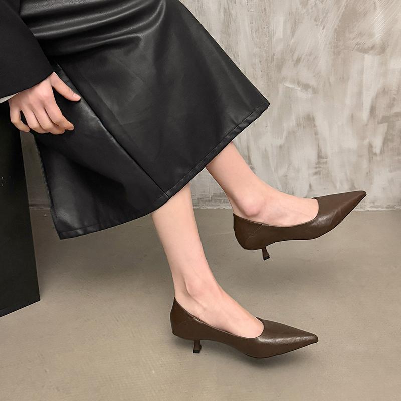 Fashion New Luxury Pumps Shoes for Women Heeled Woman Medium Heel Stiletto Heels High Sandal Party Office Elegant Brown Small Heel Sexy