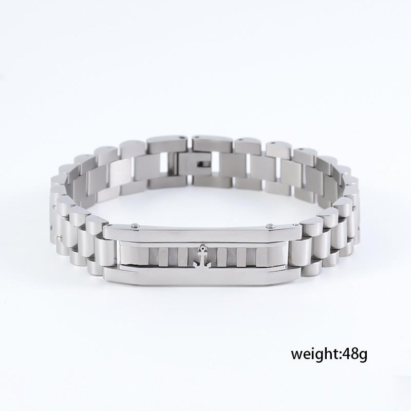 Mens Geometric Titanium Steel Bracelet With Zirconia Inlay Adjustable Arch Bridge Design Stylish Unisex Jewelry