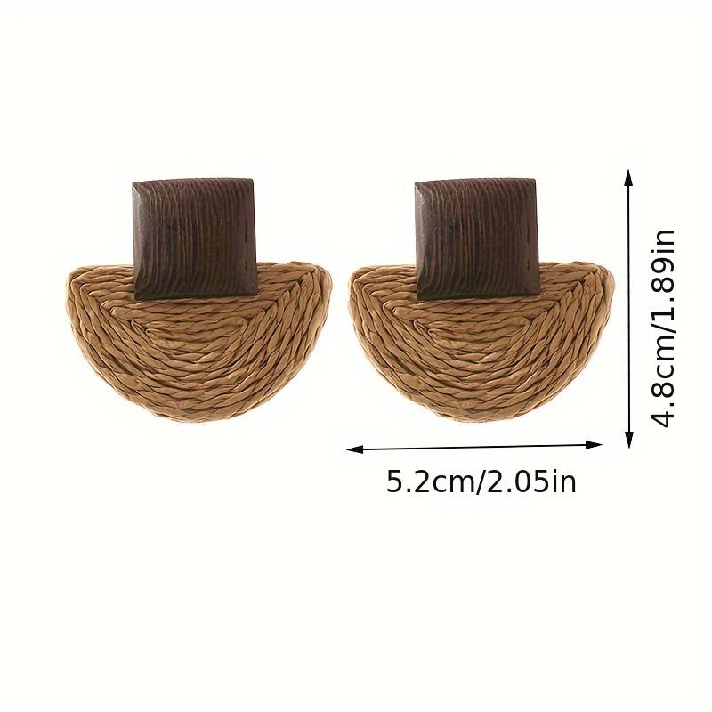 Boho-Chic Handcrafted Rattan Fan-Shaped Wooden Earrings for Women