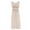 Summer Women Lace Up Ruffle Sleeveless Jumpsuit Solid Color Straight Trousers Fashion Trendy Outfit