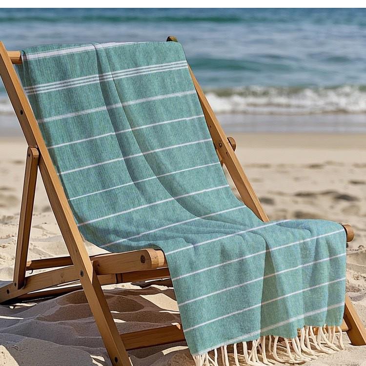 Customizable Quick-Dry Turkish Striped Tassel Beach Shawl and Bath Towel