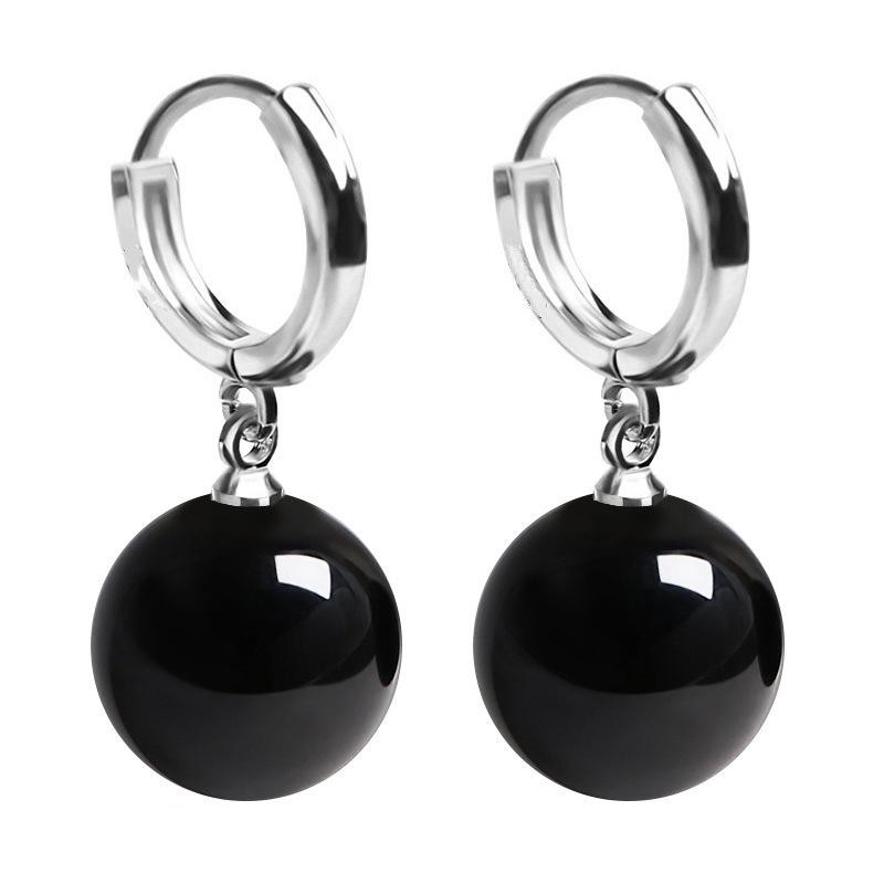 Ice Blue Qiqi Cat s Eye Acrylic Bead Earrings чёрный