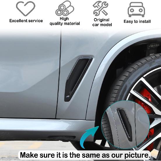 Front Side Fender Vent Decoration Trim Compatible with BMW X5 G05 2019-2022 Spoiler Body Decoration Cover, Air Flow Intake Hole Grille Exterior