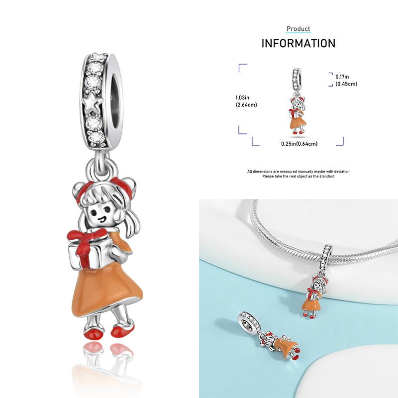 Copper Snowman Beads Christmas Bell Charms Fit 3Mm Women Bracelet Diy Accessories Christmas Gift Fine Jewelry