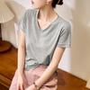 Loose Slim White Short-sleeved T-shirt for Women's Summer New V-neck Top