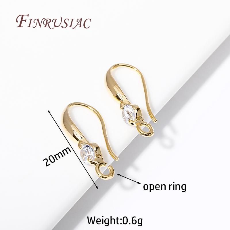 Earring Hooks Jewelry Earrings Making Supplies DIY Findings Accessories,18K Gold Plated Cubic Zircon Ear Wire with Open Loop