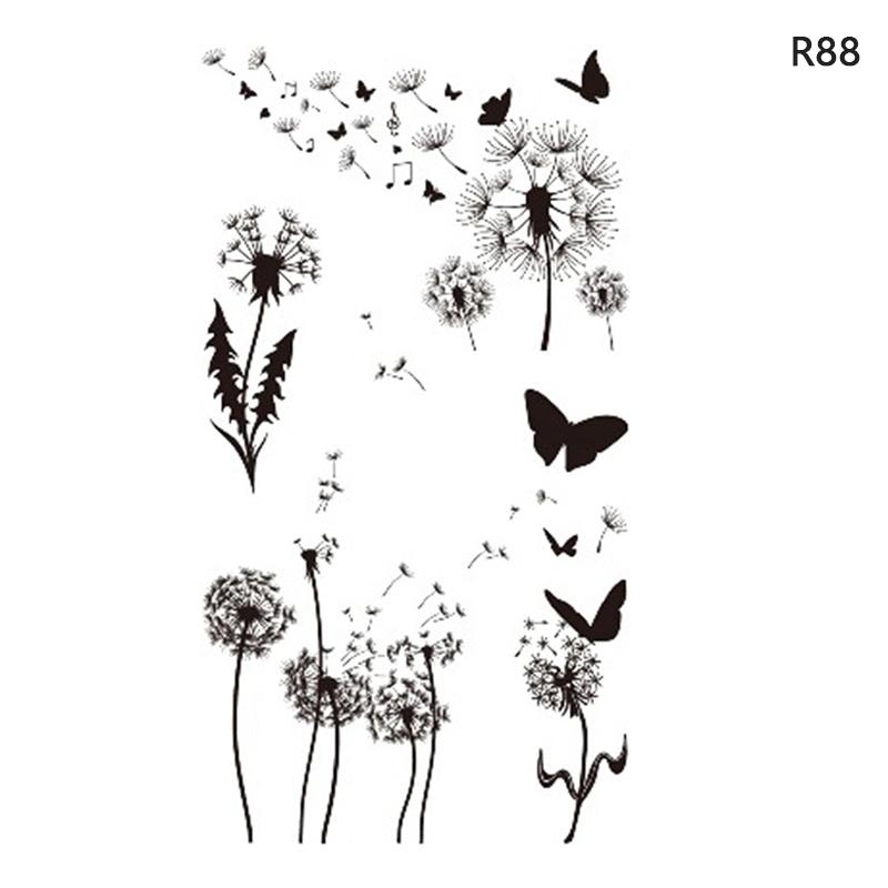 

Waterproof Temporary Tattoo Stickers Black Butterfly Rose Transfer Flash Tatoo Women Sexy Neck Hand Chest Body Art Fake Tattoos