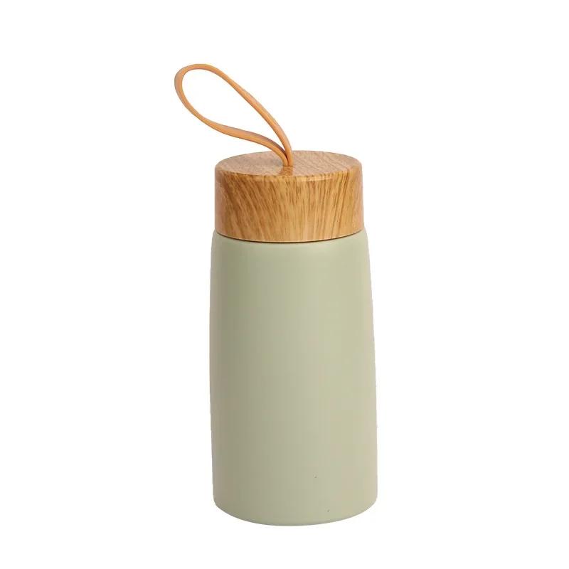 280ML Wood Grain Stainless Steel Water Bottle Vacuum Flask Thermal Large-capacity Portable Cups Long-term Thermal Insulation Mug