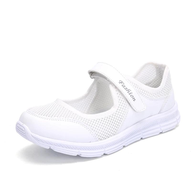 Classic Summer Women Casual Shoes Soft Portable Sneakers Walking Shoes Flat Soles for Women Breathable Slip On White Shoes Mujer