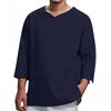 Men's Spring 2026 V-Neck Long Sleeve Linen-Cotton Casual Shirt