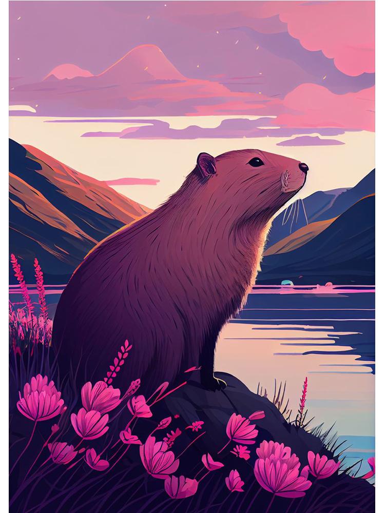 Cute Space Astronaut Capybara Portrait Poster Print Canvas Painting Funny Animal Wall Art For Kid Bedroom Home Decoration