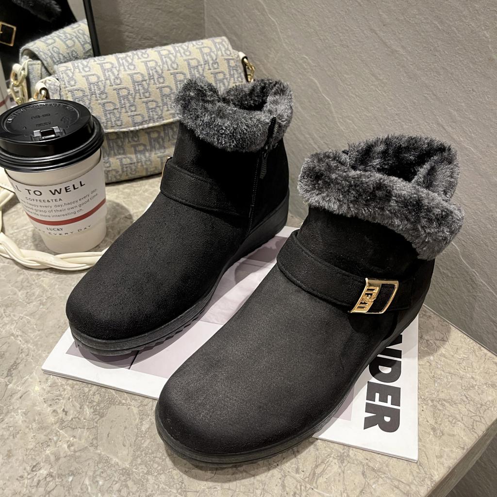 Winter Thick Anti Slip Women's Snow Boots Round Toe Thick Soled Short Tube Warm Ankle Boots Wear Resistant Plus Size Cotton Boot