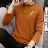 Pure Color Polo Shirt Men's Lapel Collar Long Sleeve T-Shirt Casual Fitness Top