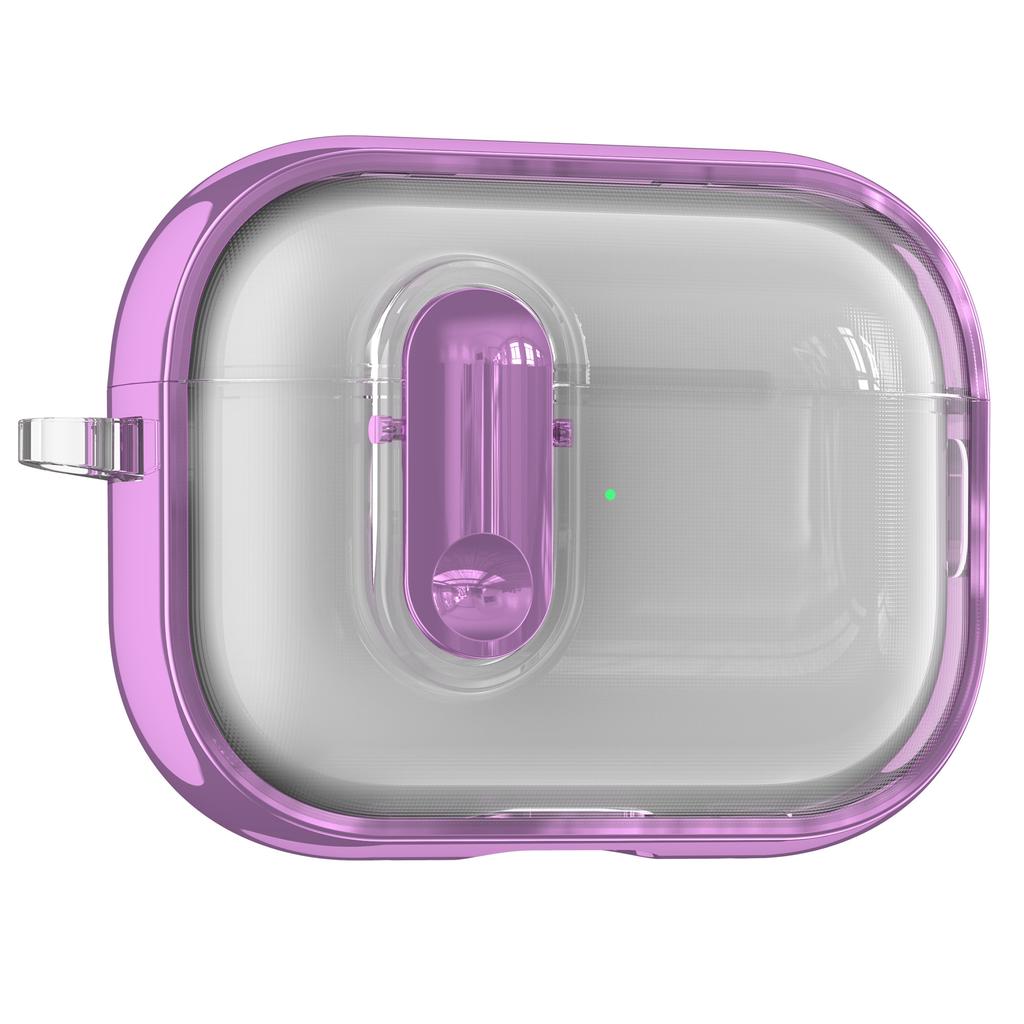 For Apple AirPods Pro / Pro 2 Case Clear Electroplated TPU PC Earbuds Cover with Lock Clasp / Carabiner