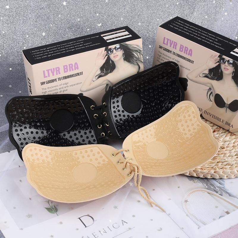 

Силиконовое крыло Drawstring Push Up Бюстгальтер Самоклеящийся Без Бретелек Невидимый Бюстгальтер