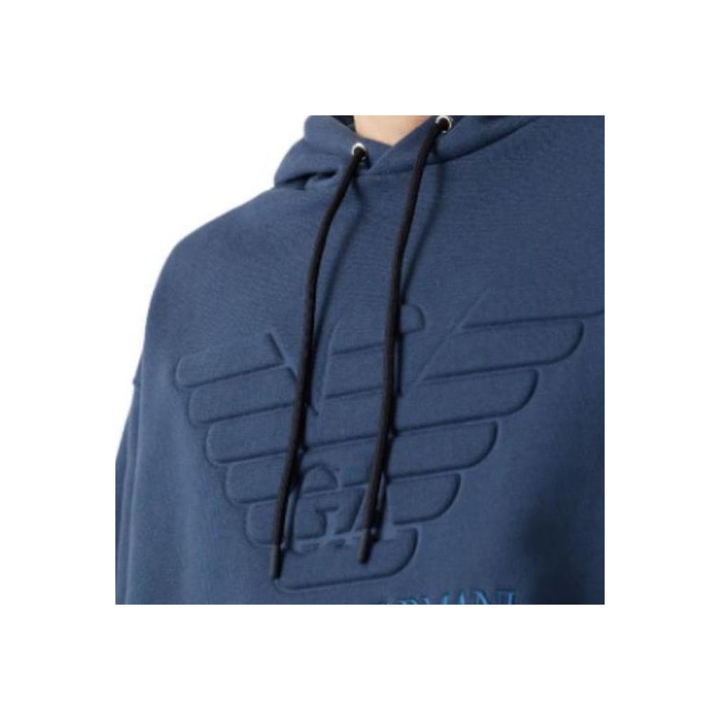 Emporio Armani Logo Print Loose Fit Long Sleeve Hoodie Men hoodies Navy-Blue 3R1M7Q-1JWEZ-0922