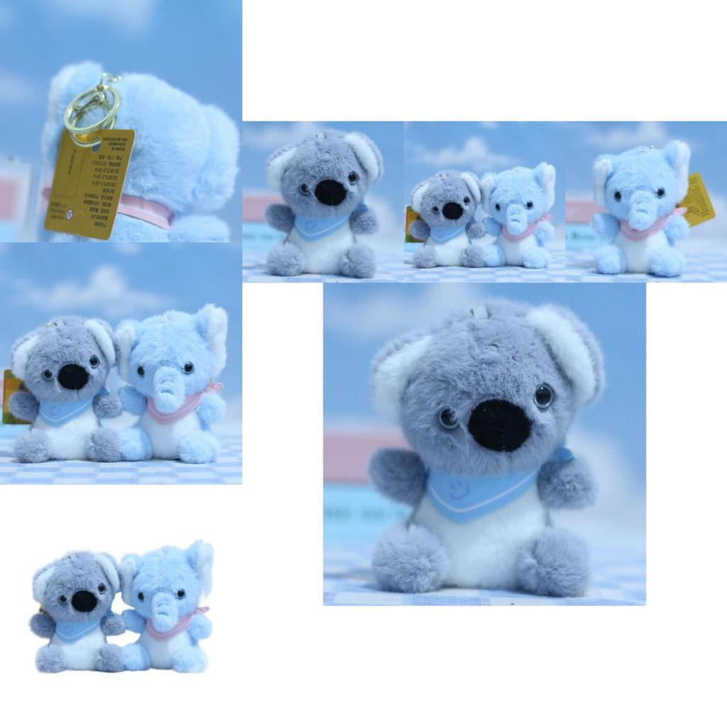 Adorable Plush Elephant And Koala Keychain Soft Toy Cute Animal Doll For Bags
