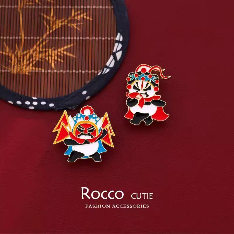 

Chinese Style National Treasure Cute Stuffed Panda Brooch Pin Golden M Badge Bag Clothing Accessories Medal Chinese Fad Sichuan Opera Face-changing Panda Two-piece Set