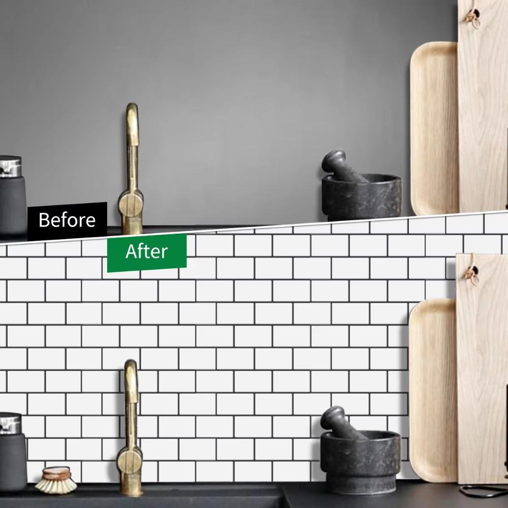 Nuovi Adesivi Murali in PVC Autoadesivi Stacca e Attacca Piastrelle Metropolitana 3D Mattone Impermeabile Carta da Parati in Vinile Bagno Cucina