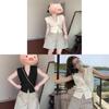 Wool Crop Top For Women Summer Blouse With Polo Neck And Wavy Knit Style